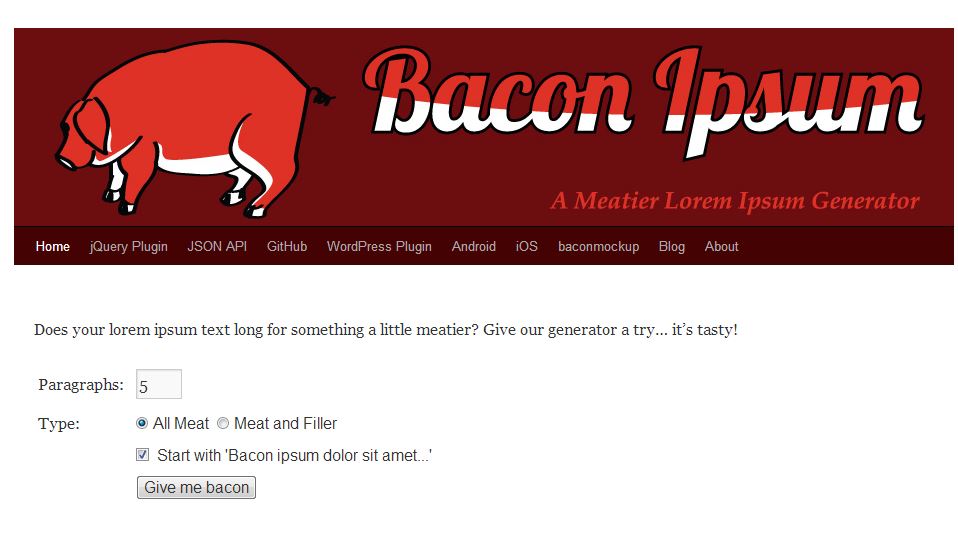 Bacon Ipsum anstatt Lorem Ipsum 